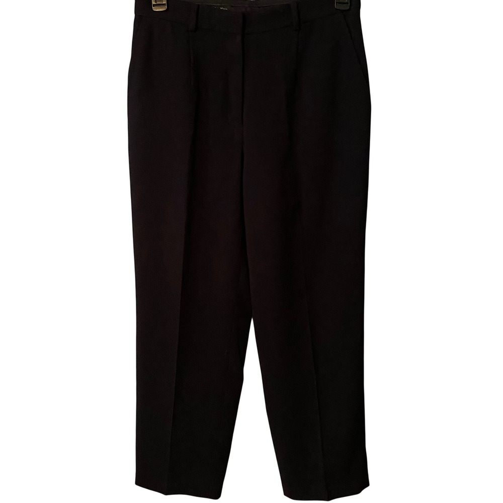 Calvin Klein Women Black Textured Pleated Dress Pants Size 6